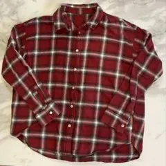 【GU レッドチェック柄 長袖シャツ L】