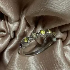 リングシルバー色　アメジスト、イエロークォーツ 天然石リング