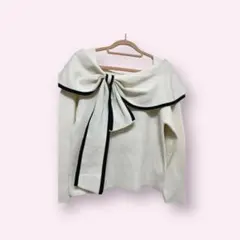 しまむらリボン付きオフショルダーニット M