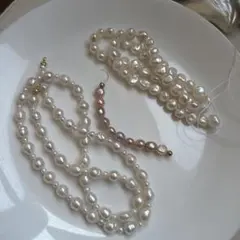 在庫処分❣️天然淡水パール　バロック　天然色　ネックレス　ハンドメイド素材