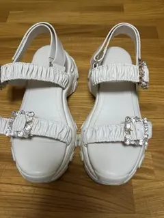 RANDA 白色寶石厚底涼鞋