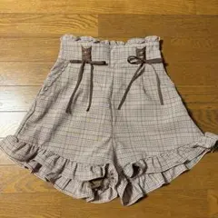 abc une face ショートパンツ　ブラウン系　チェック　リボン　Mのサムネイル