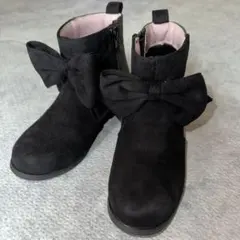 18cm キッズブーツ リボン ブラック 美品 フォーマル 女の子 人気