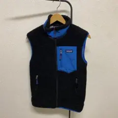 patagonia フリースベスト XS 黒/青