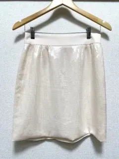 美品 BODY DRESSING Deluxe 総スパンコール ミニスカ 白