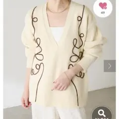 美品 コード刺繍深Vネックニット collage gallardagalanteのサムネイル
