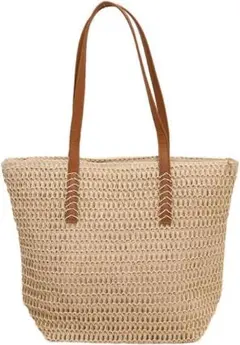 ストローバック ベージュ トートバッグ 大容量 トートバッグ 大容量