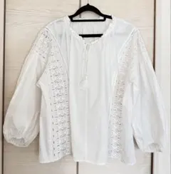 Simplicite シンプリシテェ　刺繍レース　ブラウス　ホワイト　長袖