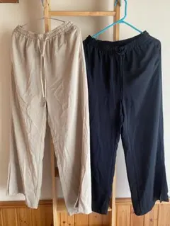 GU スリット入り ワイドパンツ2枚セット