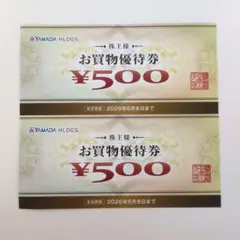 ヤマダ電機 お買い物優待券1000円分（￥500×2枚）