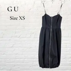 【タグ付き】GU ジーユー フロントジップ バブルヘム ワンピース 黒 XS