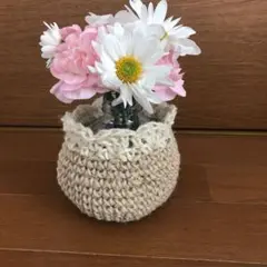 かご　麻　鉢カバー　ハンドメイド　小物入れ