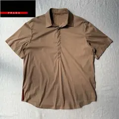 00’s PRADA SPORT プラダ ラバーロゴ ベージュ 半袖シャツのサムネイル