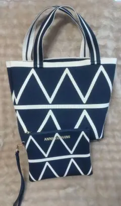 美品　アンコキーヌ　洗えるリサイクルトートバッグ＆ポーチ
