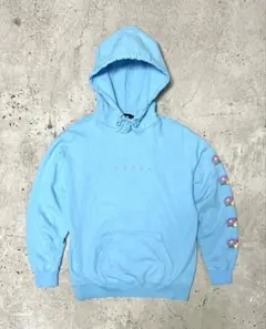 XLARGE フーディー パーカー 水色 L エクストララージ 花柄ロゴ 美品