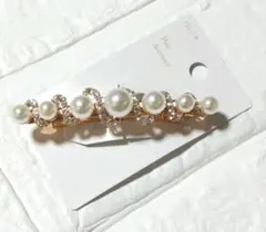 即日発送可※新品未使用※パール＆ビジュー※ゴールドバレッタ※セレモニー