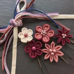 卒業式　つまみ細工の髪飾り　小学生に最適 まそおとえんじ