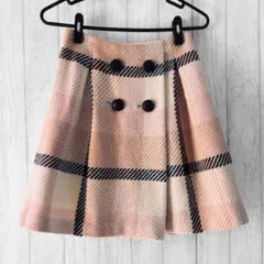 ブルーレーベル クレストブリッジ チェック ツイード スカート ピンク