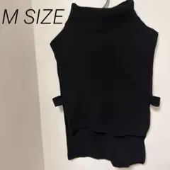 美品✨ブラック タートルネック ノースリーブニット M 黒 あたたかい