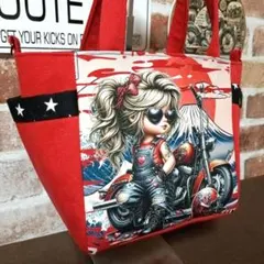 1点のみ❤バイクガール❤Dカン付 トートバッグ デニムリメイク ハンドメイド