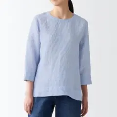 無印良品 七分袖ブラウス 麻 L