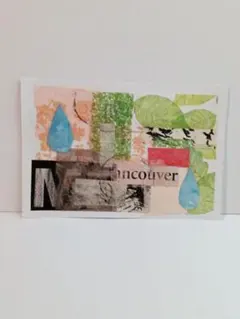 コラージュ　抽象画　アート　原画　ポストカードサイズ