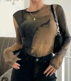 美品！ブラウン/ブラック グラデーション 長袖トップス