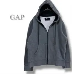GAP ギャップ　フルジップパーカー　フード付き　グレー　M ロゴなし