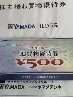 ヤマダホールディングス　2,000円分（500円券×4枚）株主優待