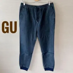 美品 GU デニム ジョガーパンツ XL ネイビー
