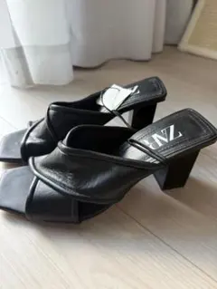 ZARA クロスストラップ サンダル 37 ブラック　24cm