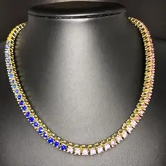 【新品】テニス チェーン ゴールド レインボー 41cm 5mm ネックレス