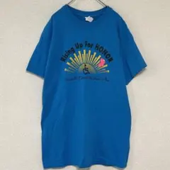 ギルダン Tシャツ クルーネック 半袖 プリント 【M 】青 綿