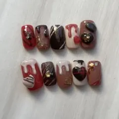 ✴︎バレンタインネイル✴︎チョコネイル ネイルチップ