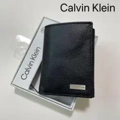 カルバンクライン 財布 ウォレット ミニ カードケース 三つ折り 黒 レザー
