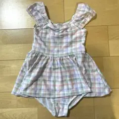 女の子用 チェック柄 ワンピース水着 120cm