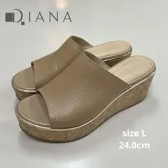 Diana ベージュ ウェッジソールミュールサンダル　size L 24.0cm