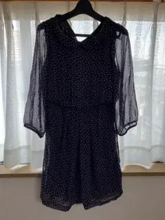 Mサイズ　A.G. by aquagirl ネイビー フラワー七分袖ワンピース