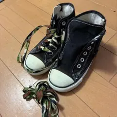 難有り】アルゴンキン ハイカットスニーカー ブラック ストライプ柄