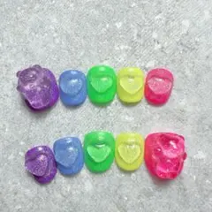 キッズネイルチップ♡ちび爪♡ネオン♡クマ♡ダンス♡ハート♡オーロラ♡