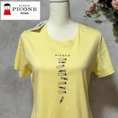 【新品】PICONE ピッコーネ 半袖Tシャツ イエロー ロゴ刺繍のサムネイル
