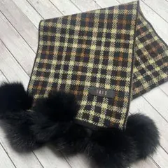 ⭐︎美品⭐︎DAKS チェック柄マフラー ファー付き