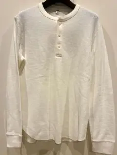 【新品・タグ付】ユニクロ ワッフルヘンリーネックT（長袖） M オフホワイト
