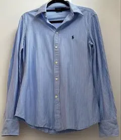 Polo Ralph Lauren 長袖シャツ M 青白ストライプ