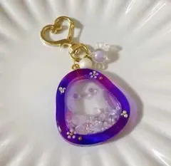 シャカシャカシェイカー レジンキーホルダー シマエナガ 紫