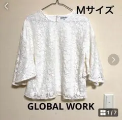 美品GLOBAL WORK レースバタフライトップス
