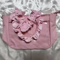 ザッカマート　A4多機能2WAYハンドルフリルトートバッグ　キャンディーピンク