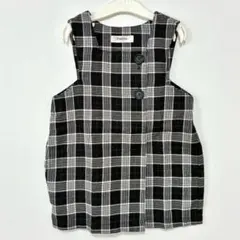 【BeBe べべ】チェック柄ワンピース 110 黒 ジャンパースカート【AB18