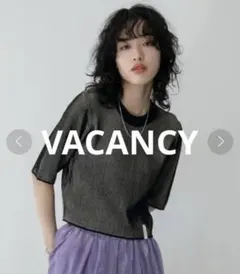 VACANCY 配色プレーティングハーフスリーブリブニット ブラックのサムネイル