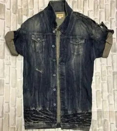 DIESEL デニムジャケット　半袖　ダメージ加工　ディーゼル